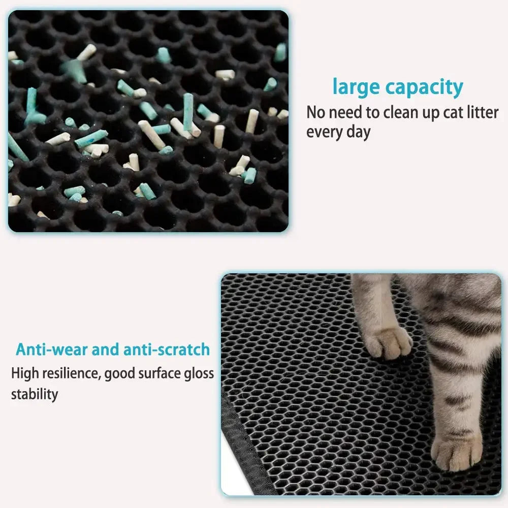 Double-Layer Waterproof Cat Litter Mat – Non-Slip, Easy-Clean Trap Pad for Litter Boxes