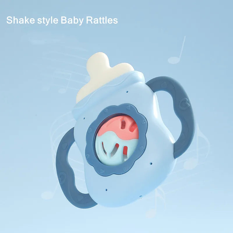 Baby Bottle Rattle Teether – Soft Handheld Toy for Newborns (BPA-Free, Bite-Safe)
