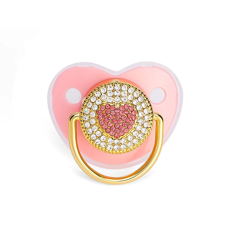 Bling Baby Pacifier – BPA-Free Silicone Dummy with "I Love Mum & Dad" Design (Newborn Shower Gift)