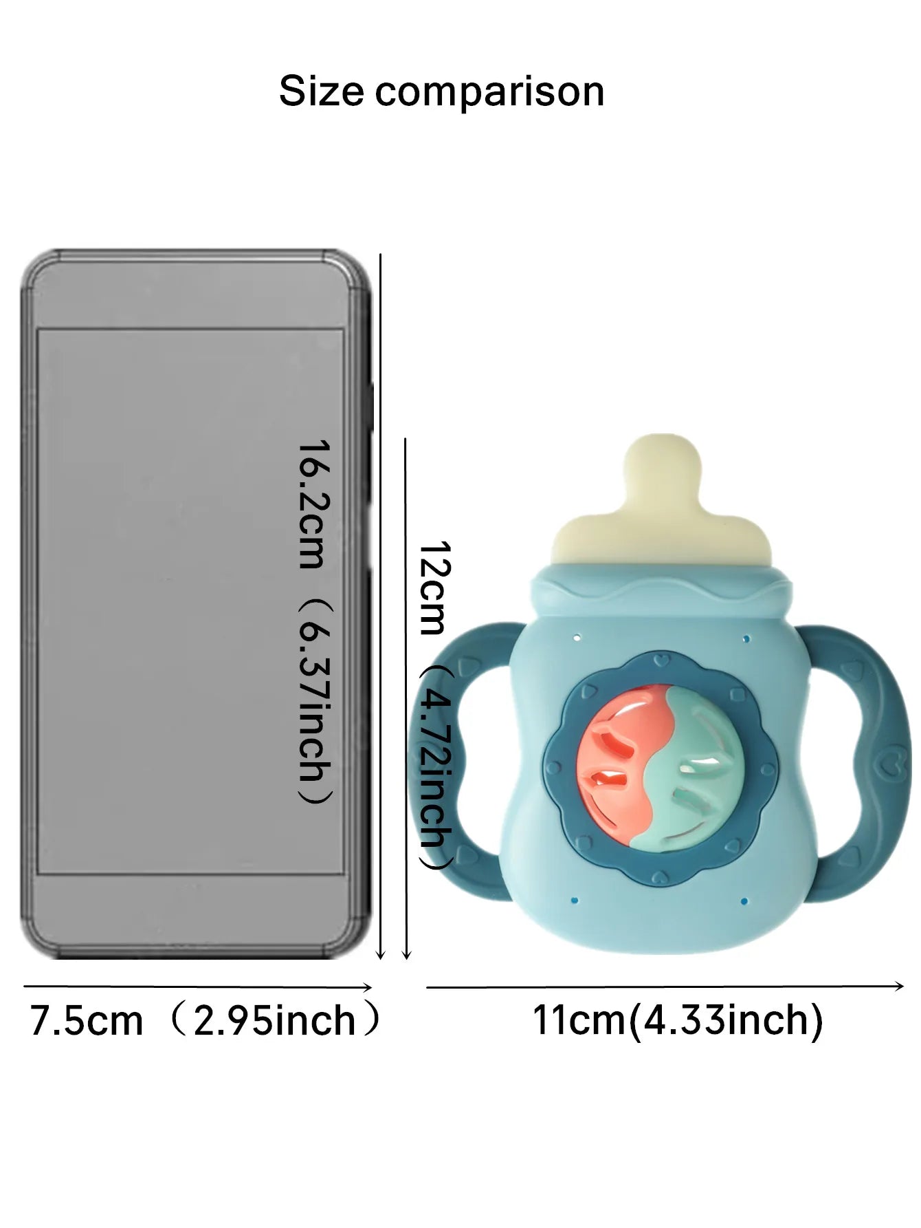 Baby Bottle Rattle Teether – Soft Handheld Toy for Newborns (BPA-Free, Bite-Safe)