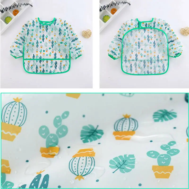 Waterproof Long Sleeve Baby Bib – Cute Toddler Feeding Apron & Art Smock (0–6 Years)