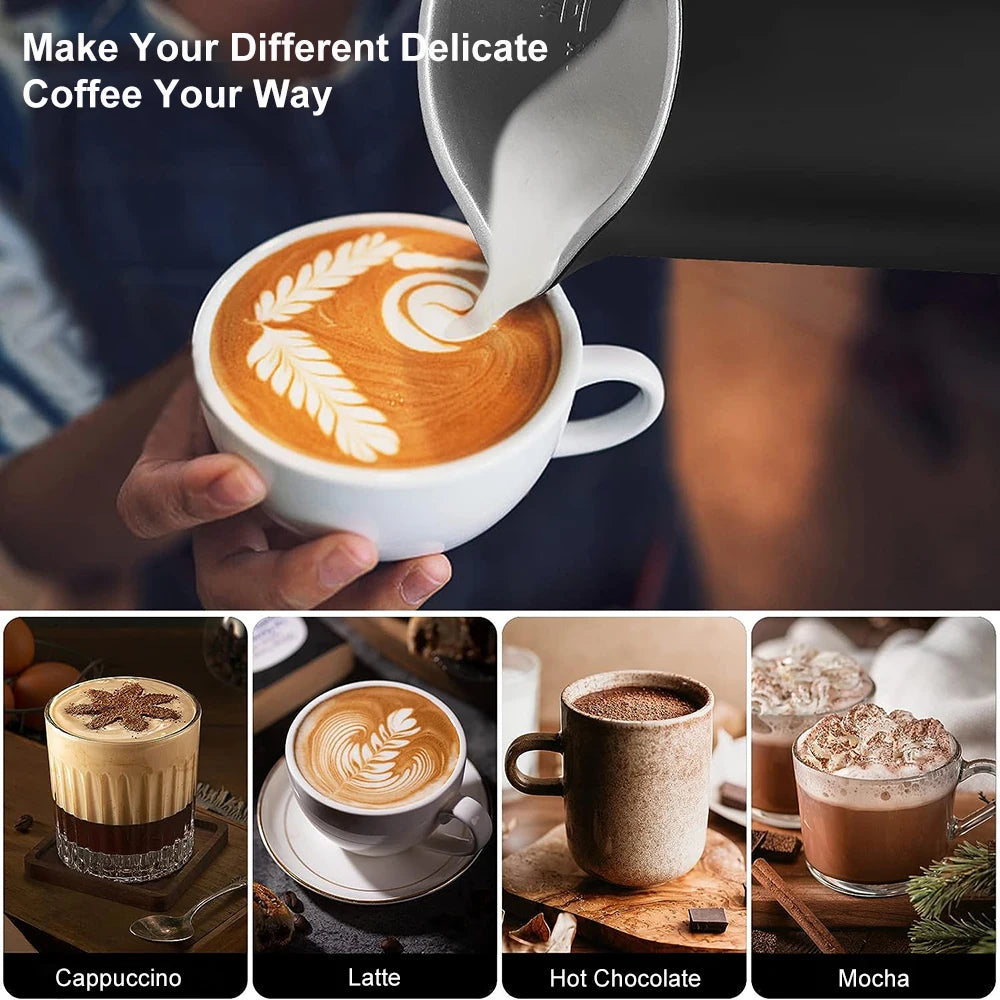 4-in-1 Electric Milk Frother and Steamer – Hot & Cold Foam Maker for Coffee, Latte, Cappuccino