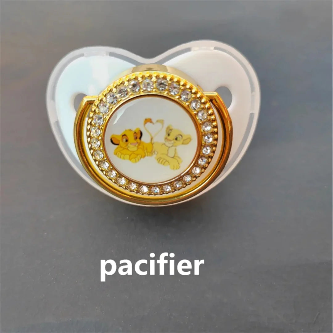 Disney Lion King Bling Pacifier Clip & Teether Set – Rhinestone Baby Soother with Cover (0–24 Months)