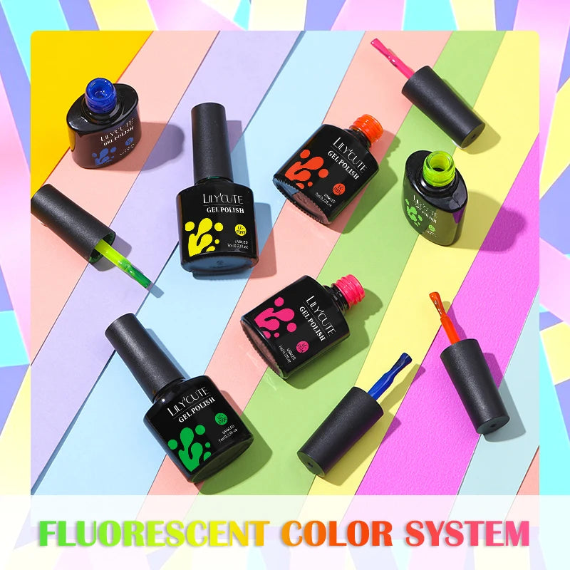 LILYCUTE Gel Nail Polish Set – 7ml Colorful UV Gel Varnish for Manicure | Long-Lasting Semi-Permanent Soak Off Nail Art Base & Top Coat