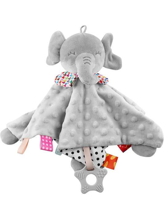 Elephant Baby Comforter Blanket – Soft Plush Rattle Toy & Soothing Sleep Towel for Infants