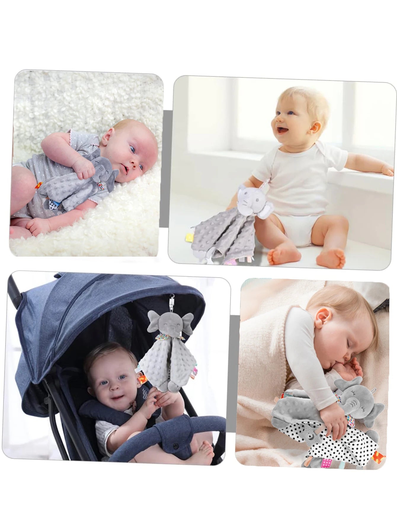 Elephant Baby Comforter Blanket – Soft Plush Rattle Toy & Soothing Sleep Towel for Infants