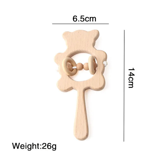 Wooden Baby Rattle Set – Montessori Beech Handheld Sound Toys for Newborns & Infants