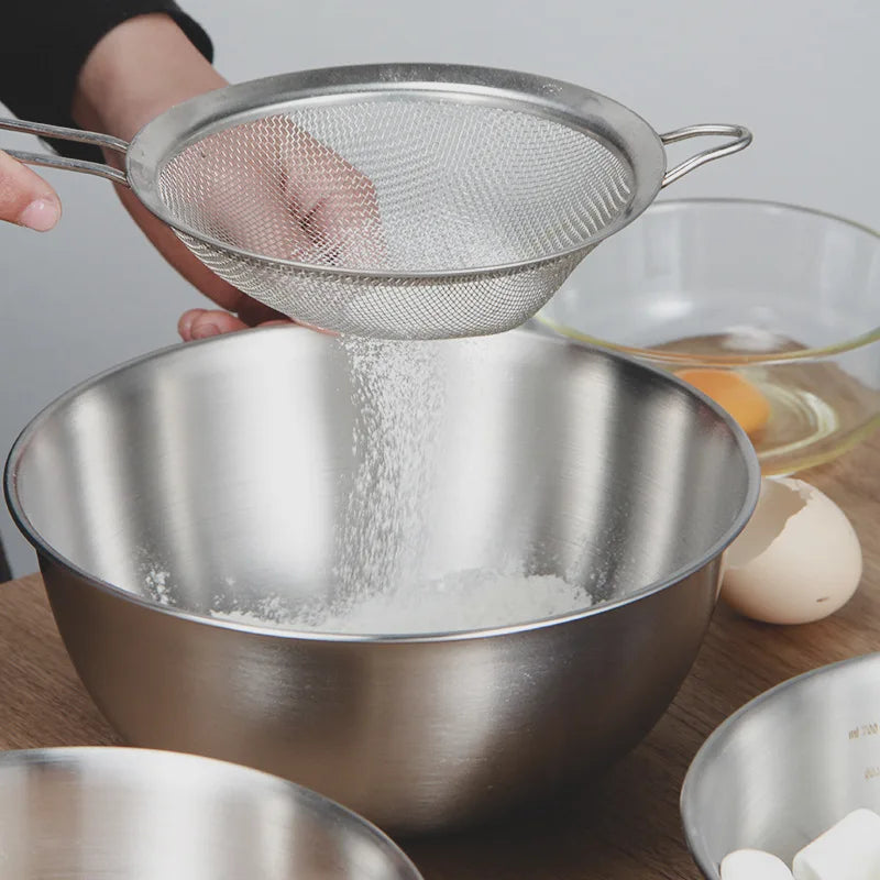 Stainless Steel Mixing Bowl Set with Measurement Scale – Cooking, Baking & Salad Bowls