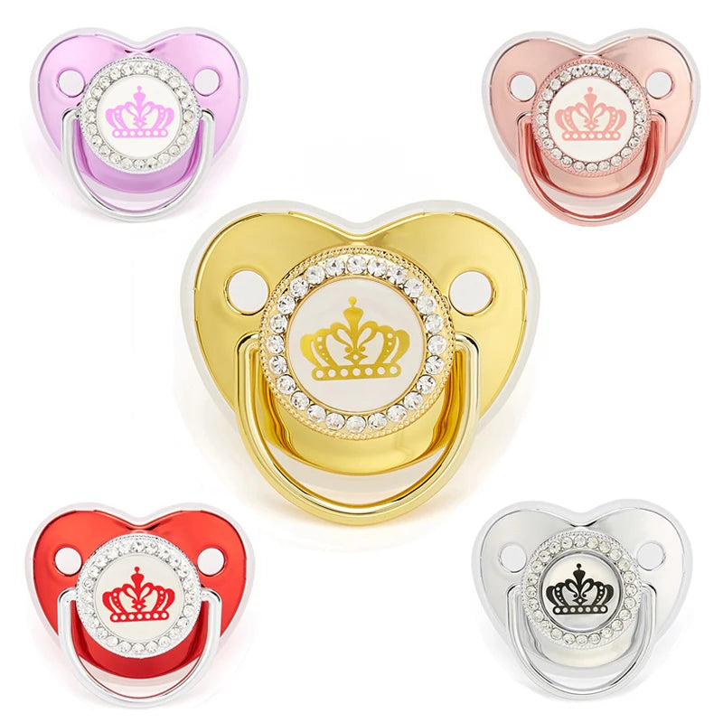 Bling Baby Pacifier – BPA-Free Silicone Dummy with "I Love Mum & Dad" Design (Newborn Shower Gift)