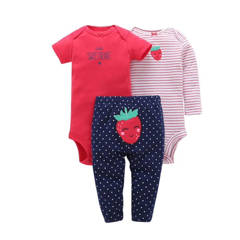 Baby Clothes Set – 100% Cotton Cartoon Bodysuit & Pants for Newborn Boys & Girls