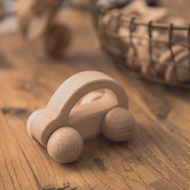 Wooden Baby Rattle Set – Montessori Beech Handheld Sound Toys for Newborns & Infants