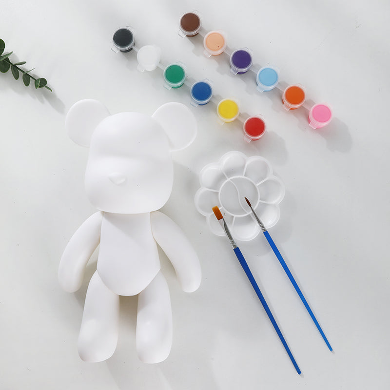 DIY Fluid Violent Bear Material Bag Keychain White Body
