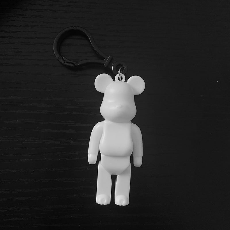 DIY Fluid Violent Bear Material Bag Keychain White Body