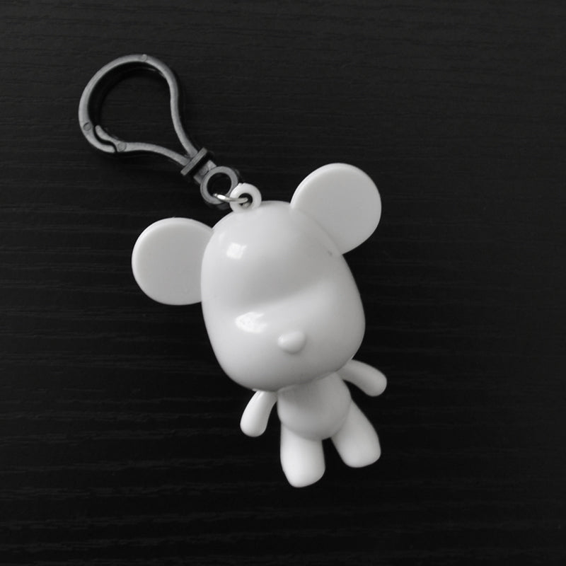 DIY Fluid Violent Bear Material Bag Keychain White Body