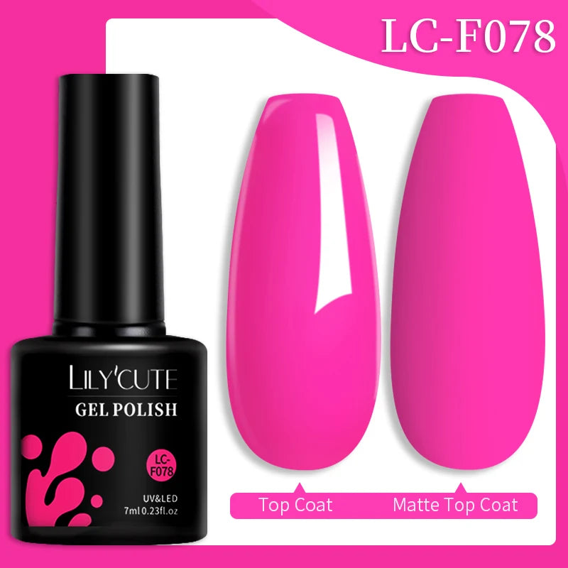 LILYCUTE Gel Nail Polish Set – 7ml Colorful UV Gel Varnish for Manicure | Long-Lasting Semi-Permanent Soak Off Nail Art Base & Top Coat