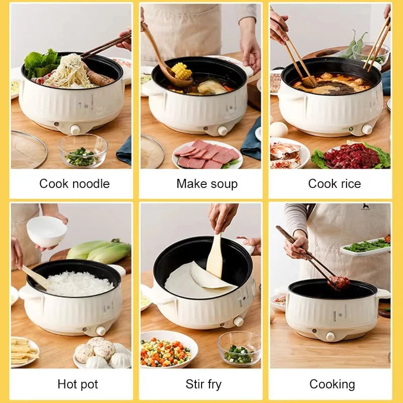 Mini Multi-Function Electric Cooker with Hot Pot & Steamer – Non-Stick 220V Portable Cooker for 1–2 People