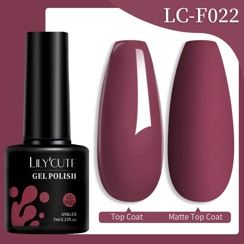 LILYCUTE Gel Nail Polish Set – 7ml Colorful UV Gel Varnish for Manicure | Long-Lasting Semi-Permanent Soak Off Nail Art Base & Top Coat