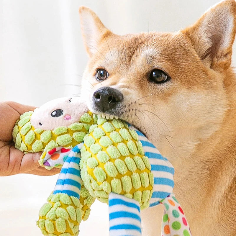 Squeaky Plush Dog Toy – Bite-Resistant, Interactive Chew Toy for Pets (Soft Fleece Animal Design)