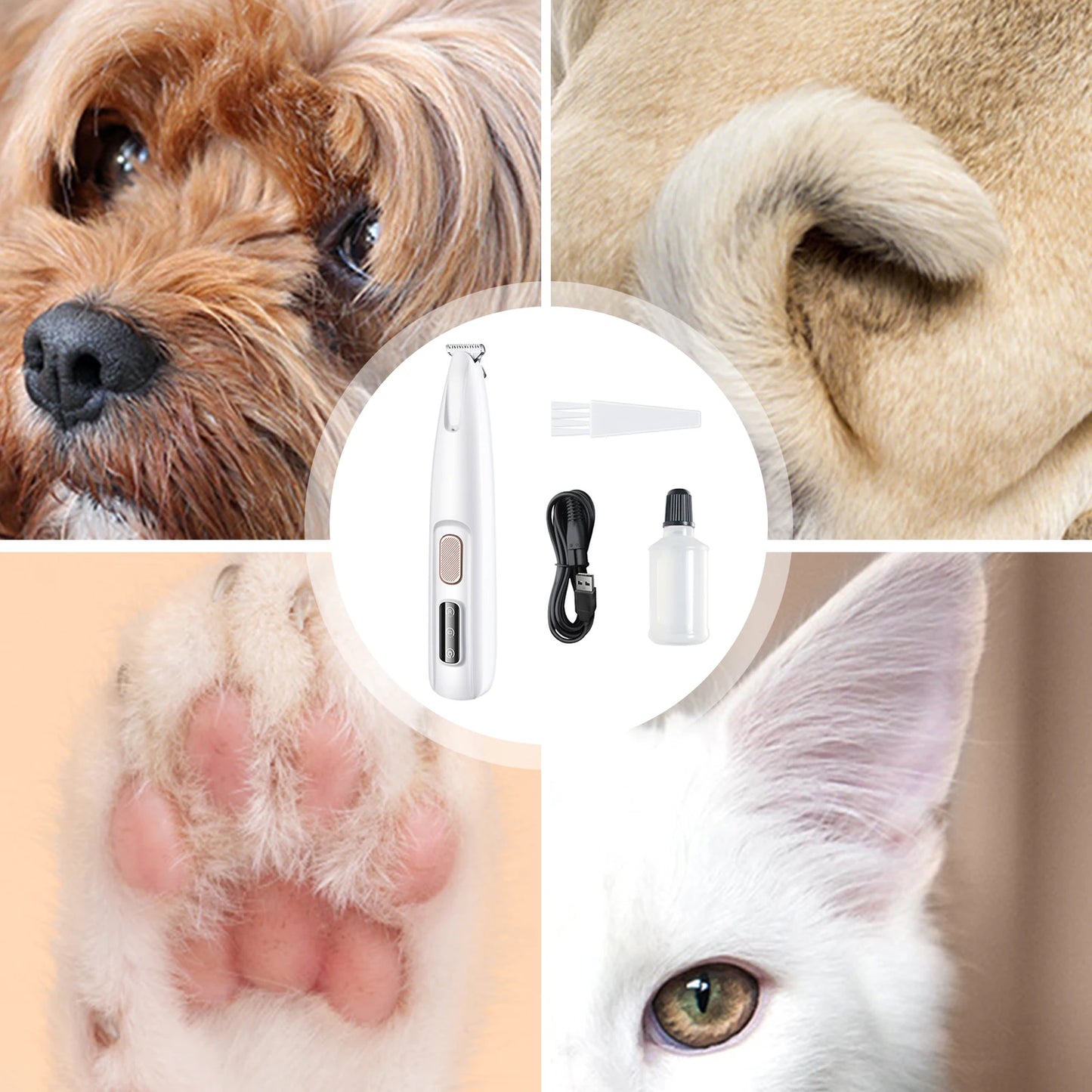 Rechargeable Pet Paw Trimmer with LED Light – Waterproof Grooming Clippers for Dogs & Cats