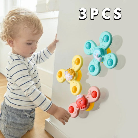 Baby Bath Suction Spinner Toys – 3PCS Set of Fidget Rattles with Suction Cups for Toddlers & Kids