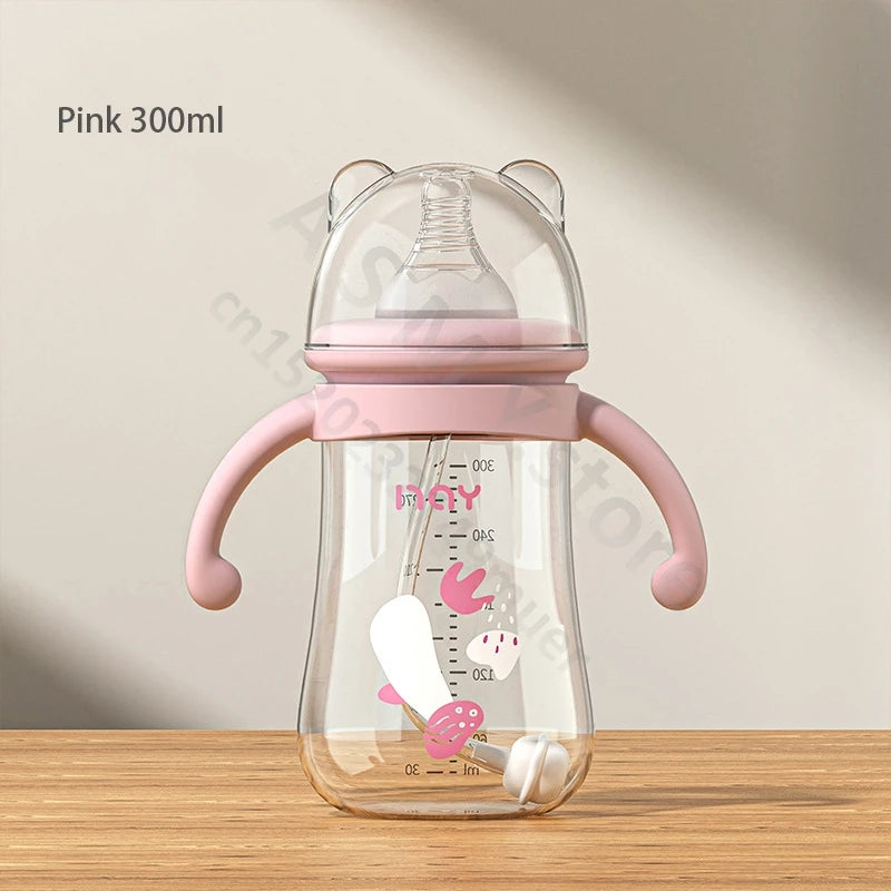 Anti-Colic Baby Bottle with Handles for 6+ Months – Leak-Proof, BPA-Free, Easy Grip