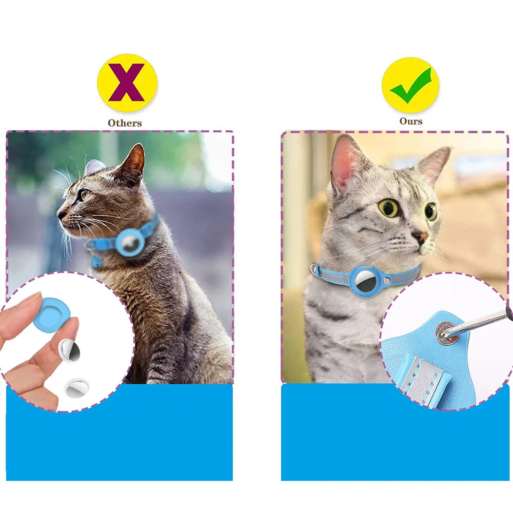 AirTag Cat Collar – Reflective Breakaway Safety Collar with Bell & Holder for Cats & Kittens