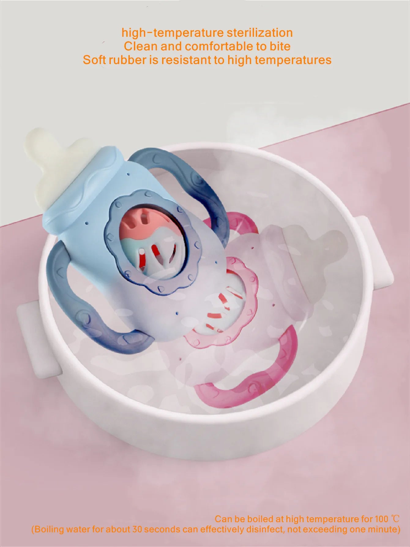 Baby Bottle Rattle Teether – Soft Handheld Toy for Newborns (BPA-Free, Bite-Safe)