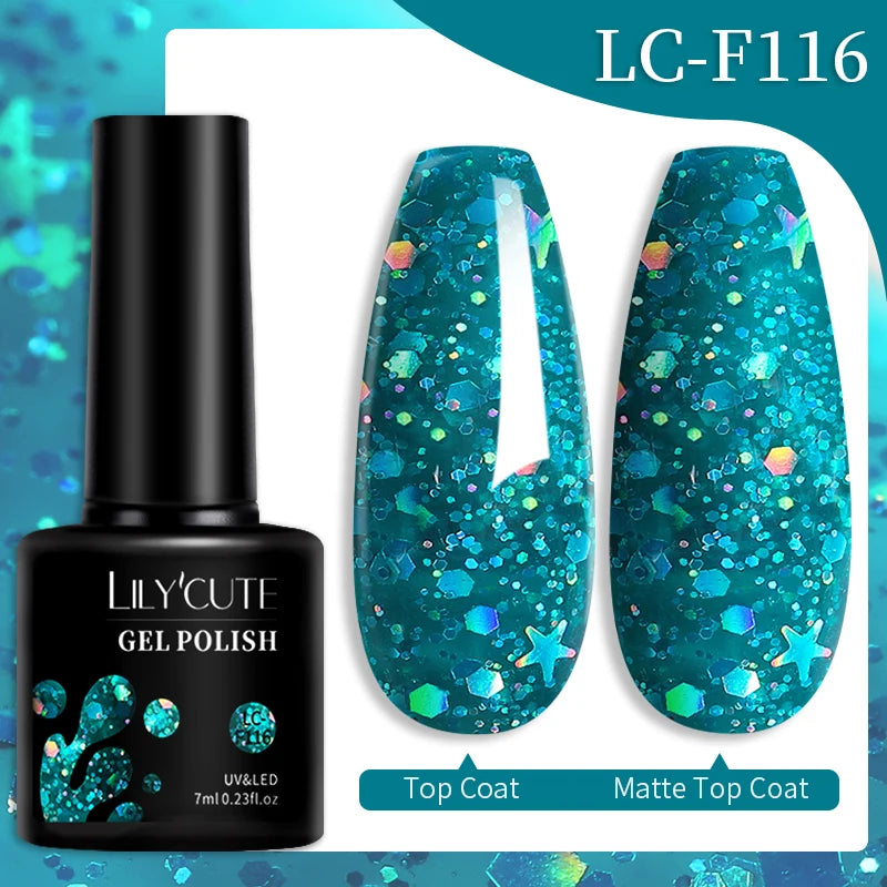 LILYCUTE Gel Nail Polish Set – 7ml Colorful UV Gel Varnish for Manicure | Long-Lasting Semi-Permanent Soak Off Nail Art Base & Top Coat