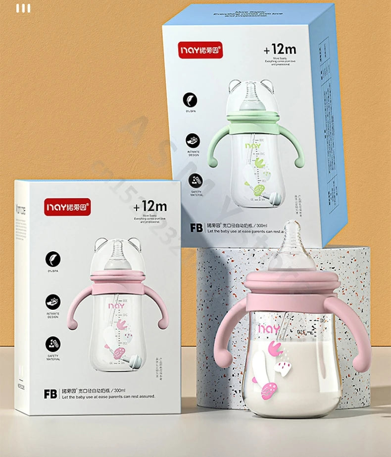 Anti-Colic Baby Bottle with Handles for 6+ Months – Leak-Proof, BPA-Free, Easy Grip