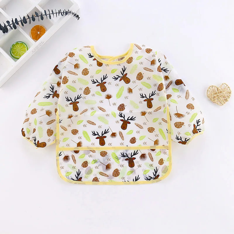 Waterproof Long Sleeve Baby Bib – Cute Toddler Feeding Apron & Art Smock (0–6 Years)