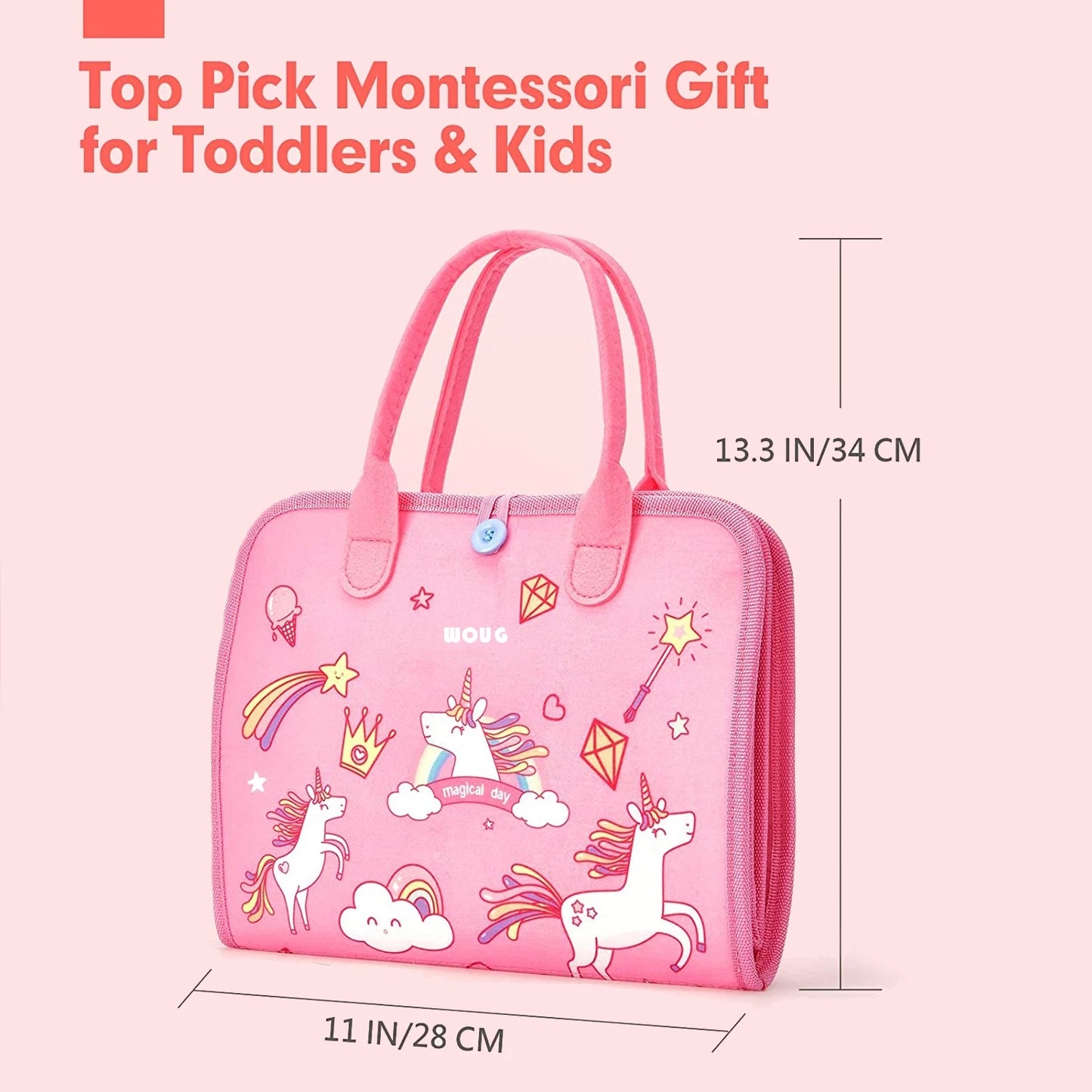 Montessori Toddler Busy Board – Sensory Learning Toy for Fine Motor Skills, Zippers, Buckles & Laces – Travel Toy for 1-4 Year Olds