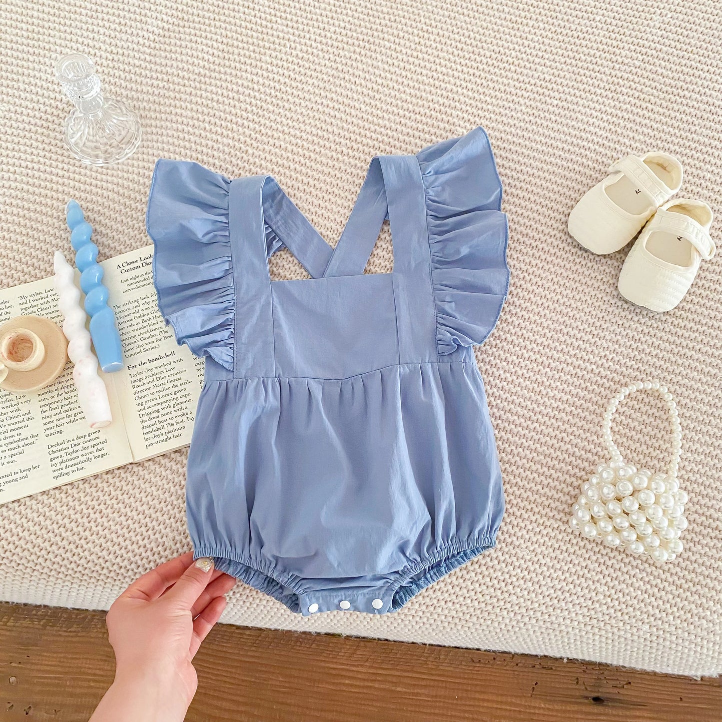 Baby Girl Romper – Solid Cotton Sleeveless Jumpsuit for Summer (0–24 Months)