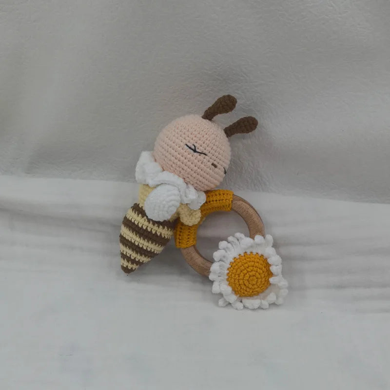Baby Lovey Security Blanket with Animal Rattle – Soft Cotton Burp Cloth & Bib Combo (Newborn Shower Gift)