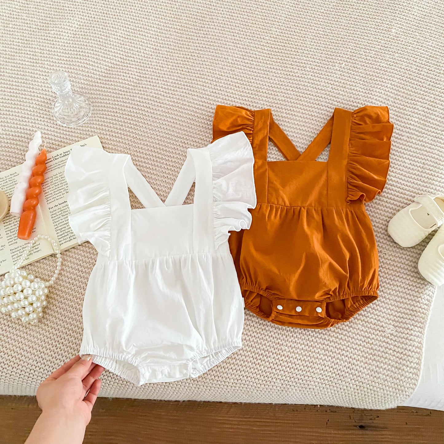 Baby Girl Romper – Solid Cotton Sleeveless Jumpsuit for Summer (0–24 Months)