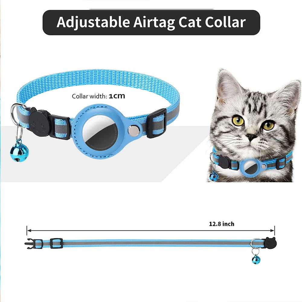 AirTag Cat Collar – Reflective Breakaway Safety Collar with Bell & Holder for Cats & Kittens