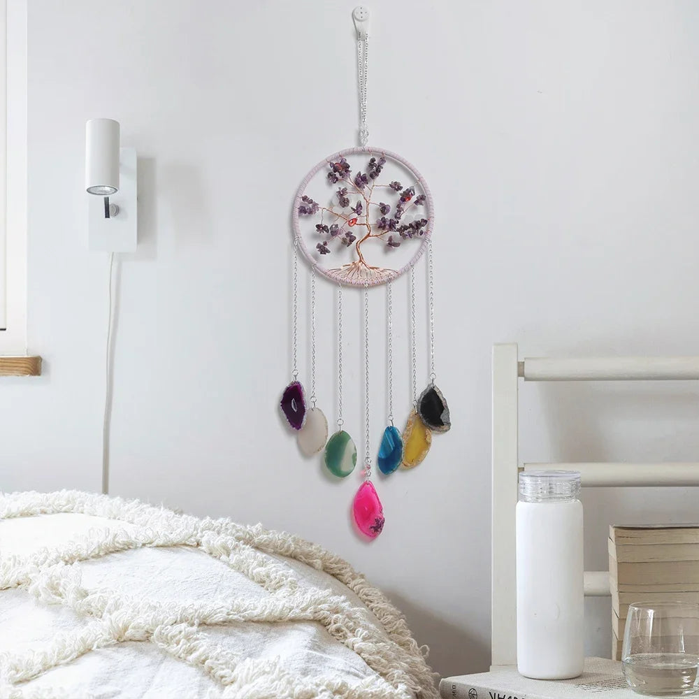 Crystal Sun & Moon Wind Chime – Rainbow Dream Catcher Hanging for Home & Garden Decor