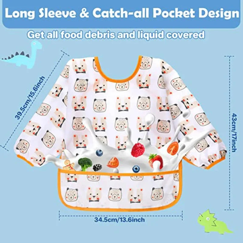 Baby Bib with Sleeves – Waterproof Feeding Bib for Toddlers (BPA-Free, 6M–6Y)