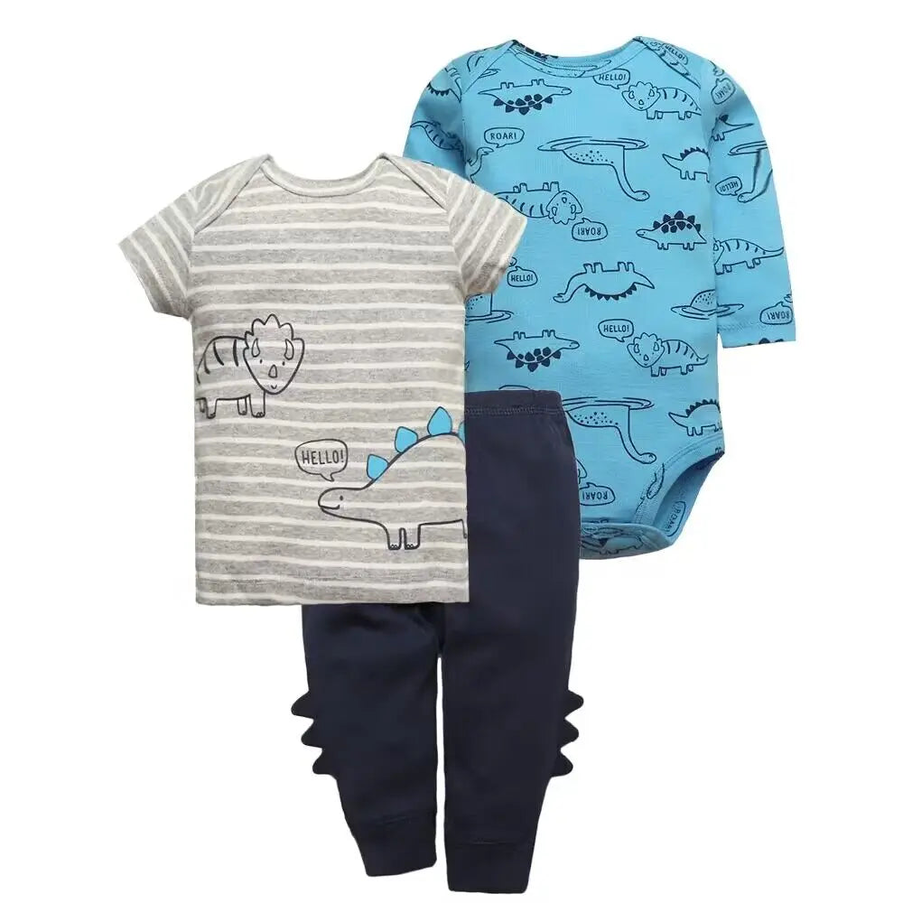 Baby Clothes Set – 100% Cotton Cartoon Bodysuit & Pants for Newborn Boys & Girls