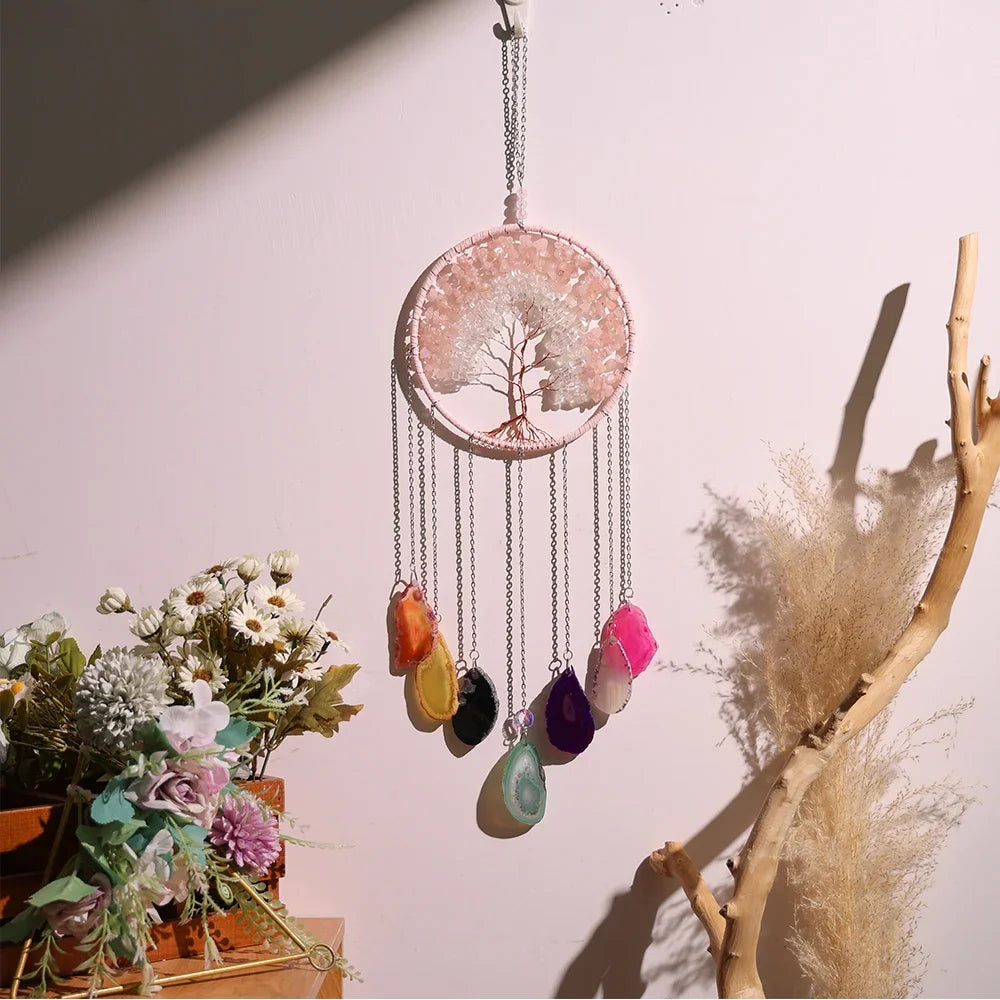 Crystal Sun & Moon Wind Chime – Rainbow Dream Catcher Hanging for Home & Garden Decor