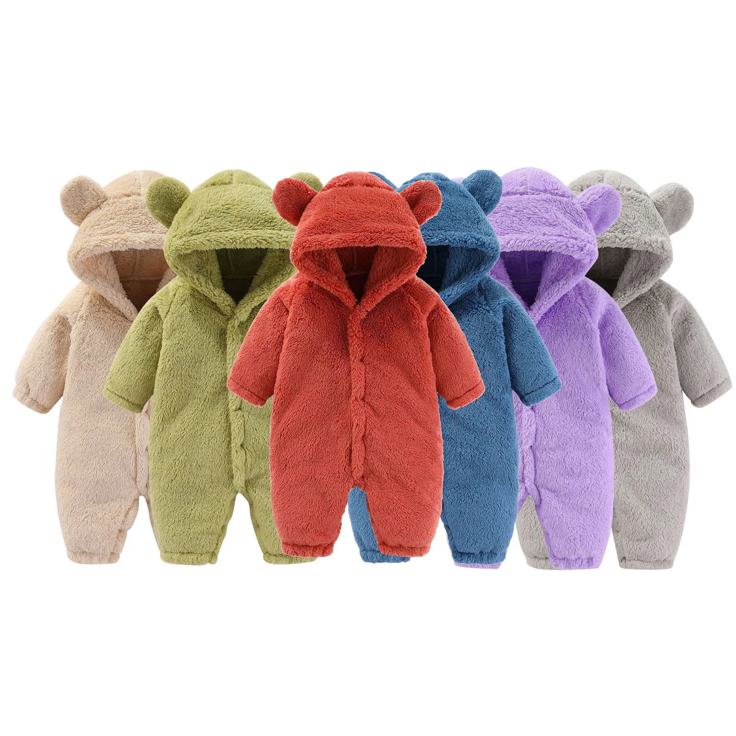 Baby Snowsuit Romper – Warm Fleece Hooded Jumpsuit for Newborn Boys & Girls (0-12M)