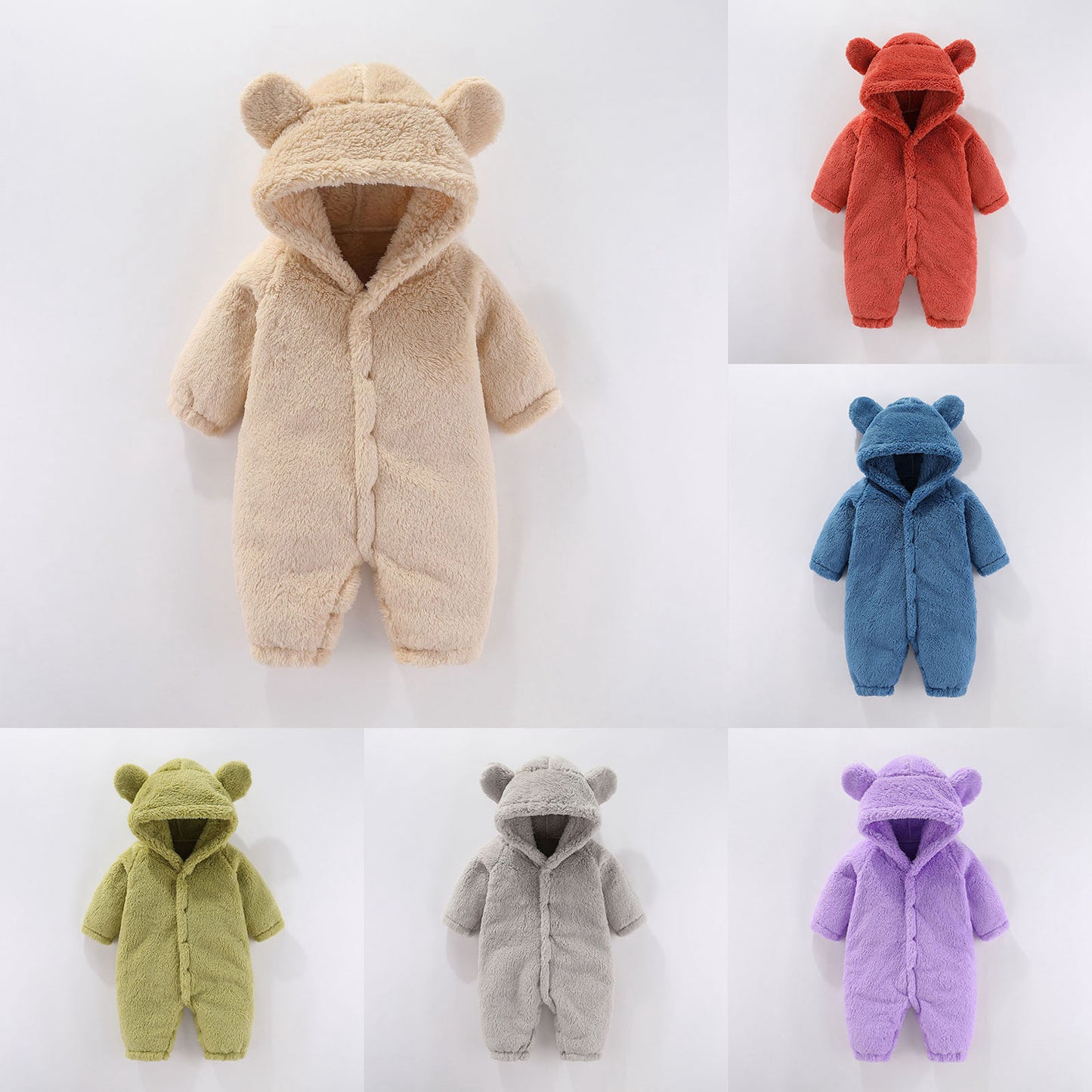Baby Snowsuit Romper – Warm Fleece Hooded Jumpsuit for Newborn Boys & Girls (0-12M)
