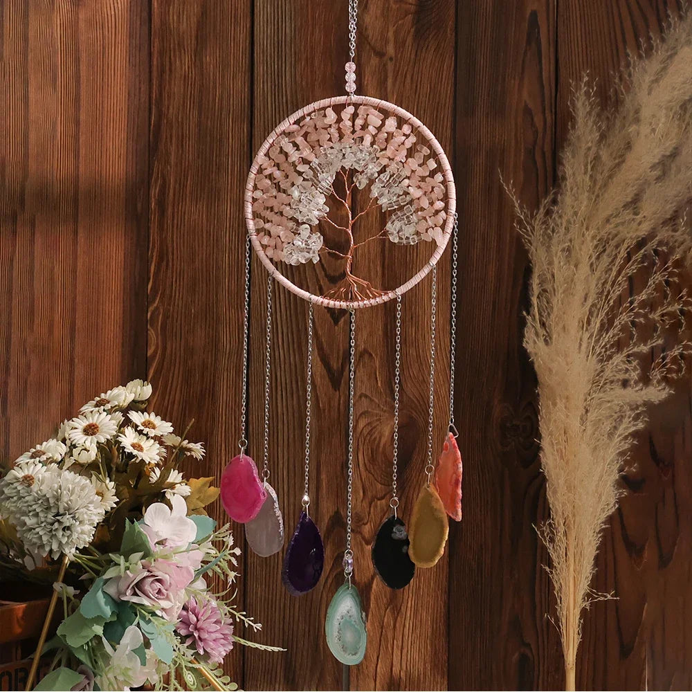 Crystal Sun & Moon Wind Chime – Rainbow Dream Catcher Hanging for Home & Garden Decor