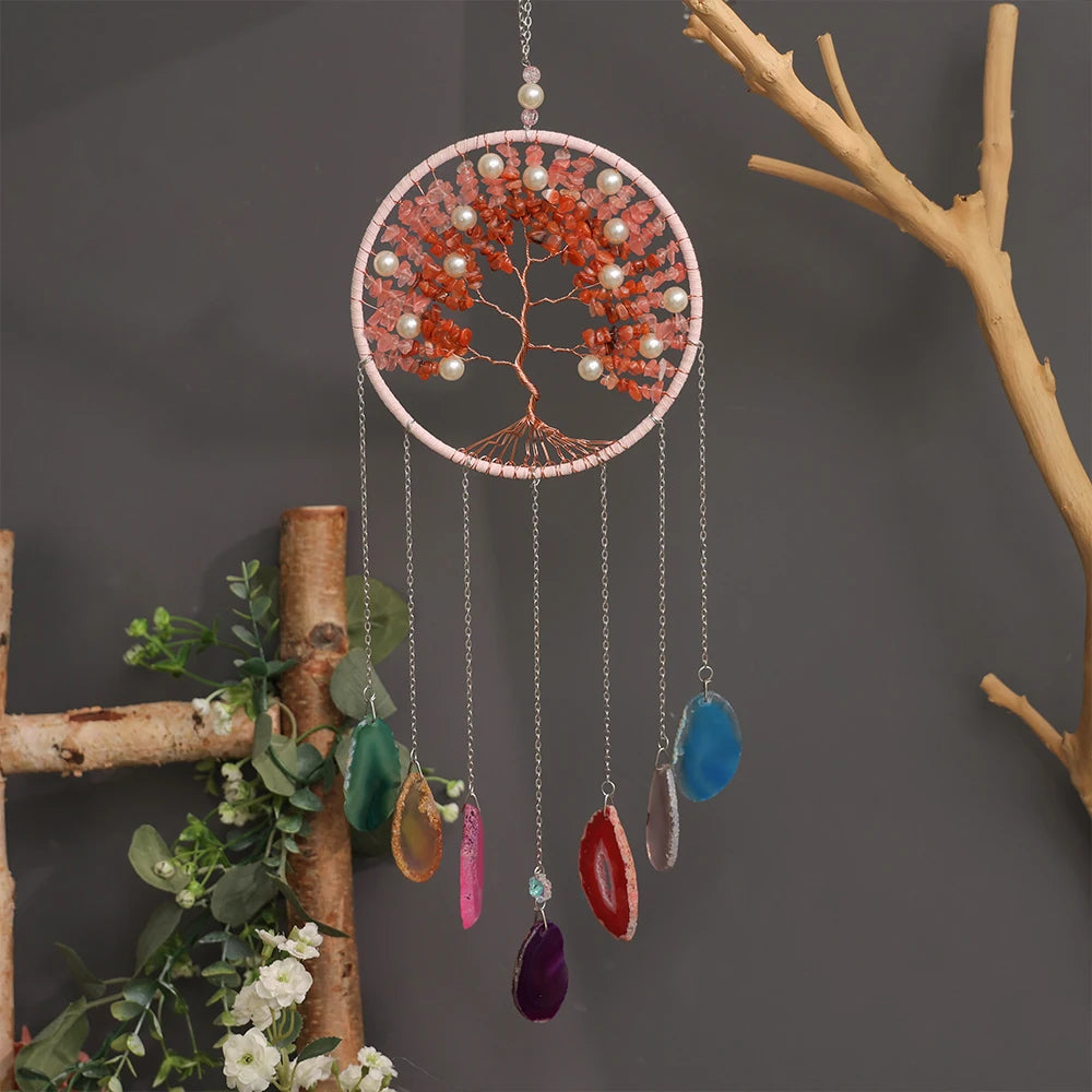 Crystal Sun & Moon Wind Chime – Rainbow Dream Catcher Hanging for Home & Garden Decor