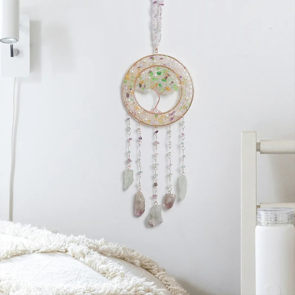Crystal Sun & Moon Wind Chime – Rainbow Dream Catcher Hanging for Home & Garden Decor