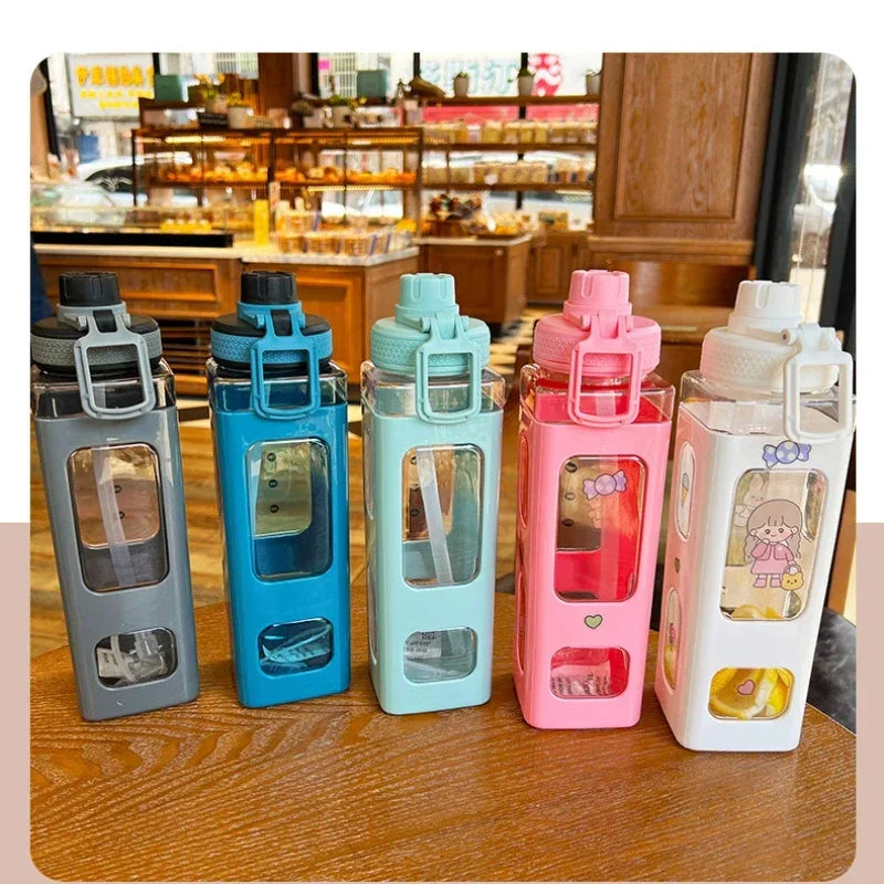Kawaii Straw Water Bottle – Cute Leak-Proof Drink Bottle