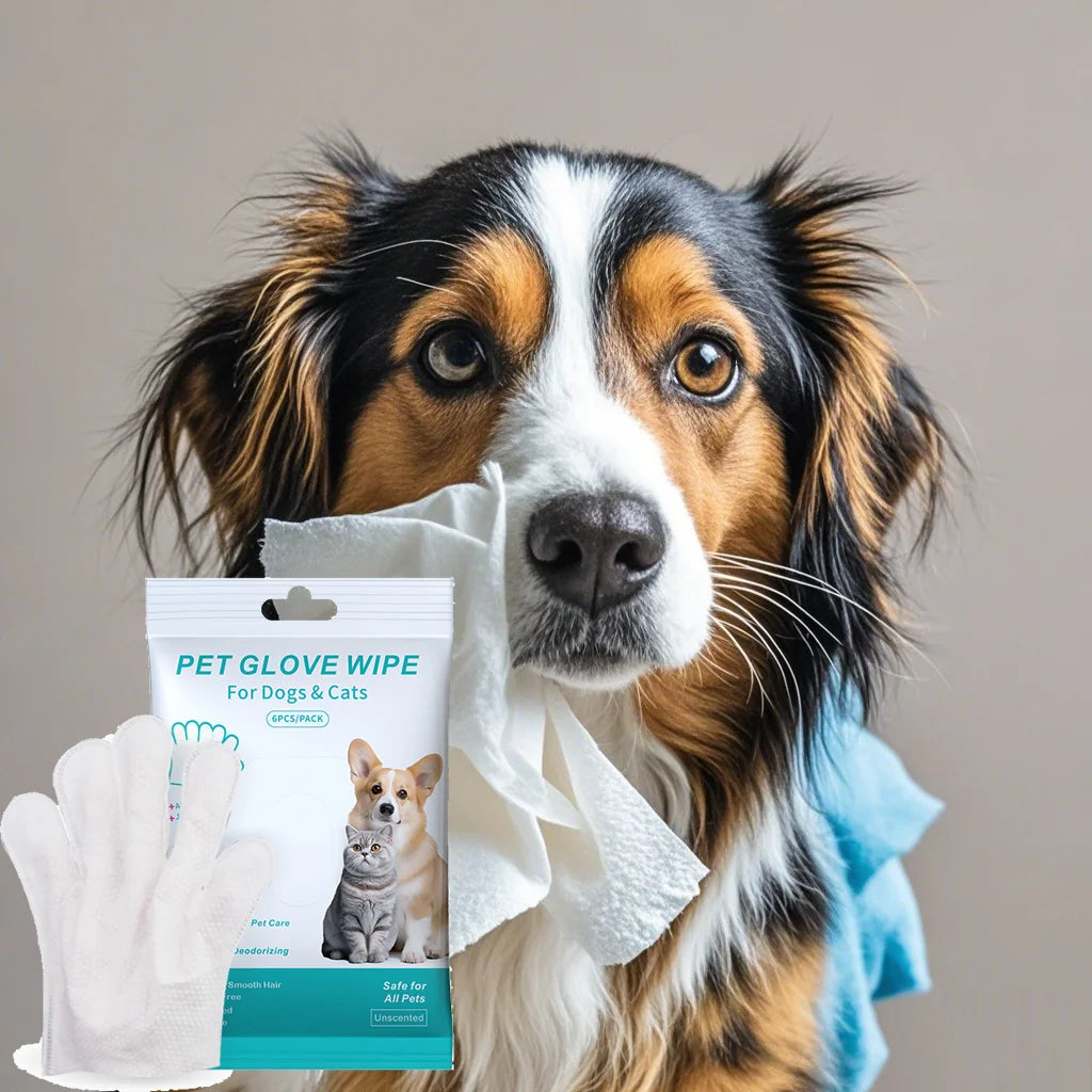 Pet Cleaning Gloves – Disposable Bath & Grooming Wipes for Dogs & Cats (No-Rinse, Odor-Removing, Moisturizing)