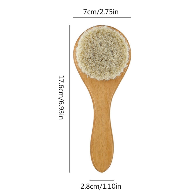 Baby Hair Brush – Natural Soft Bristle Cradle Cap Brush with Wooden Handle