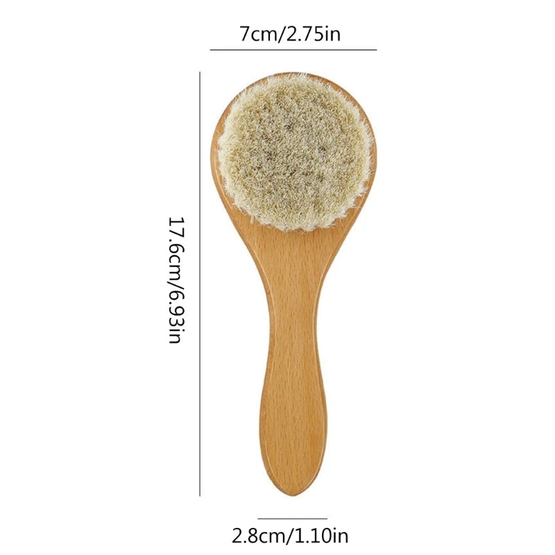 Baby Hair Brush – Natural Soft Bristle Cradle Cap Brush with Wooden Handle