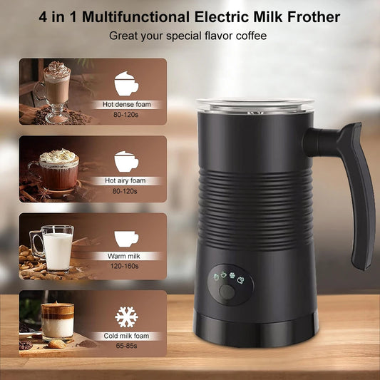 4-in-1 Electric Milk Frother and Steamer – Hot & Cold Foam Maker for Coffee, Latte, Cappuccino