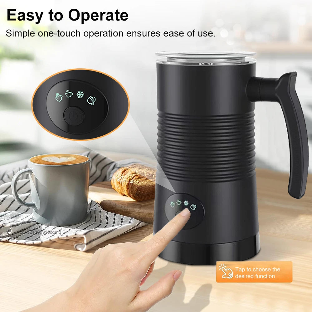 4-in-1 Electric Milk Frother and Steamer – Hot & Cold Foam Maker for Coffee, Latte, Cappuccino